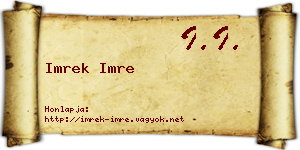 Imrek Imre névjegykártya